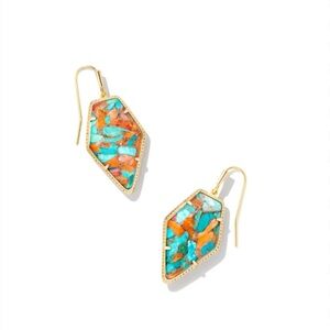 Kendra Scott Tessa Drop Earrings - Bronze Veined Turquoise Magnesite Red Oyster